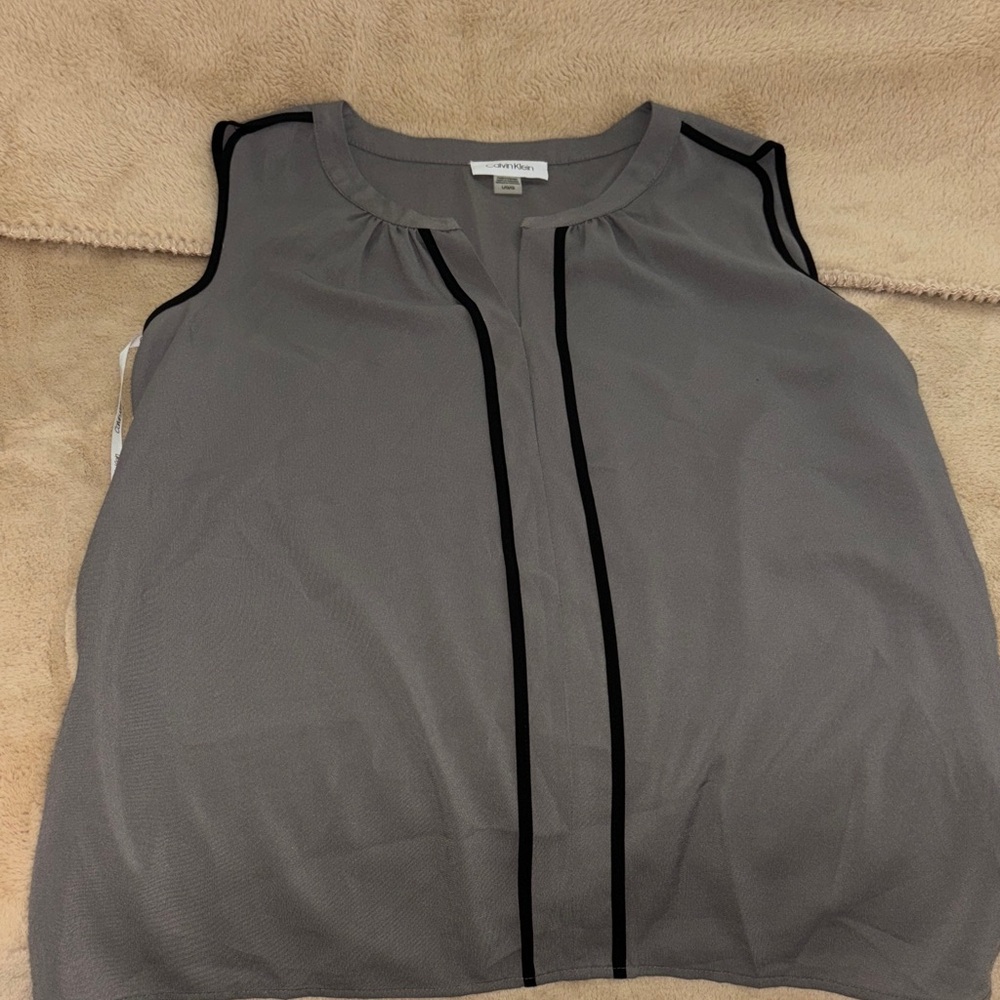 Calvin Klein Charcoal Sleeveless Blouse